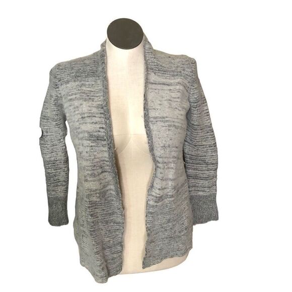 Banana Republic Women’s Open Front Boiled Wool Cardigan PL Marled Heather Gray - Picture 1 of 7